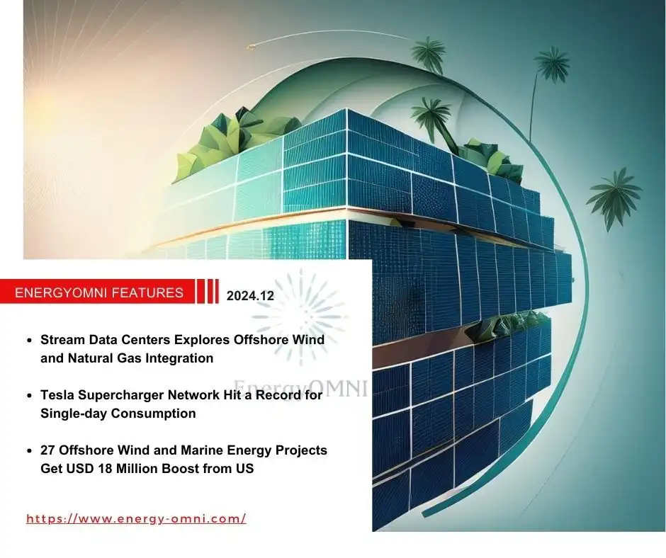 OMNI Features｜Stream Data Centers Explores Offshore Wind and Natural Gas Integration．Tesla Supercharger Network Hit a Record for Single-day Consumption．27 Offshore Wind and Marine Energy Projects Get USD 18 Million Boost from US