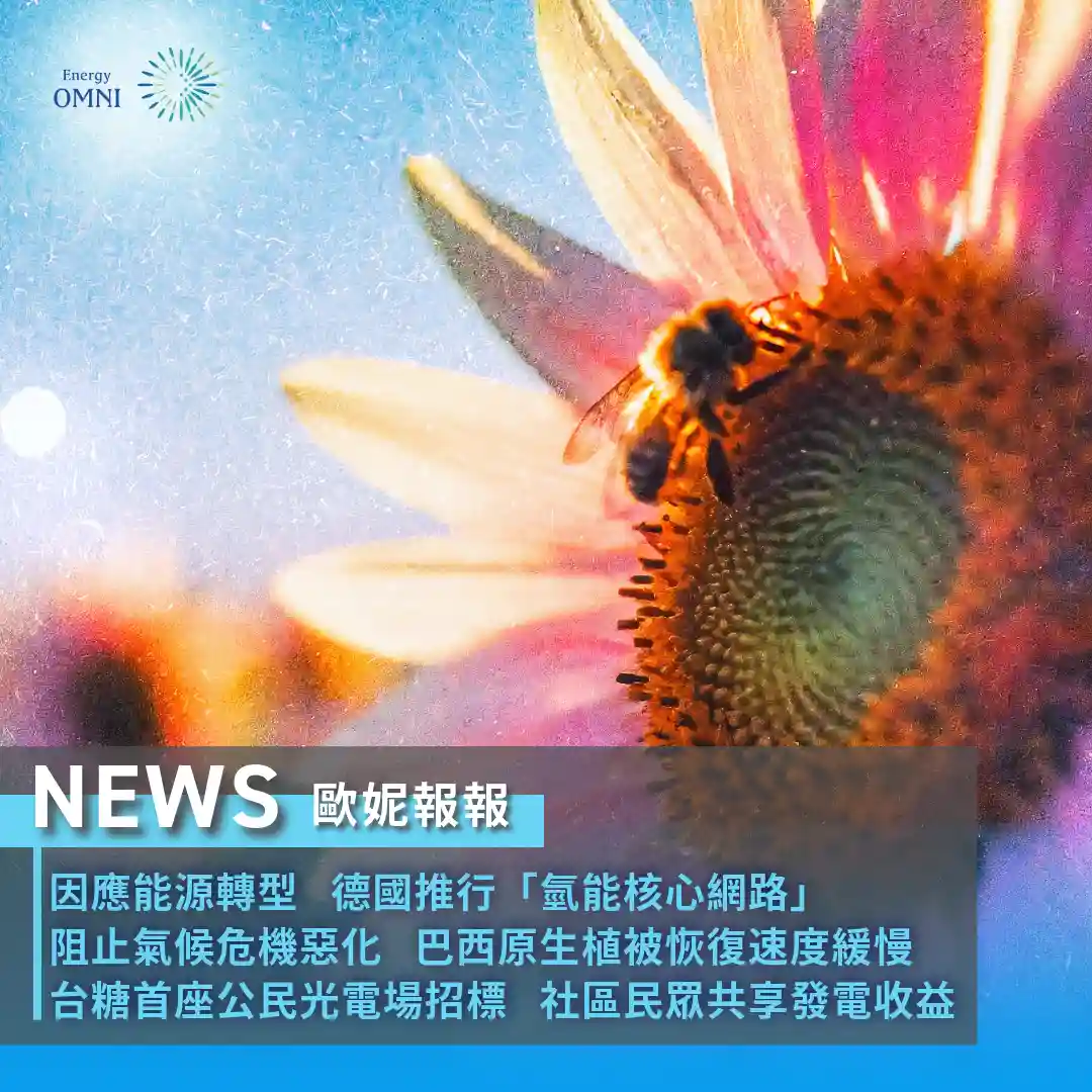 歐妮報報｜德國推行「氫能核心網路」因應能源轉型．巴西原生植被恢復速度緩慢．台糖首座公民光電場招標