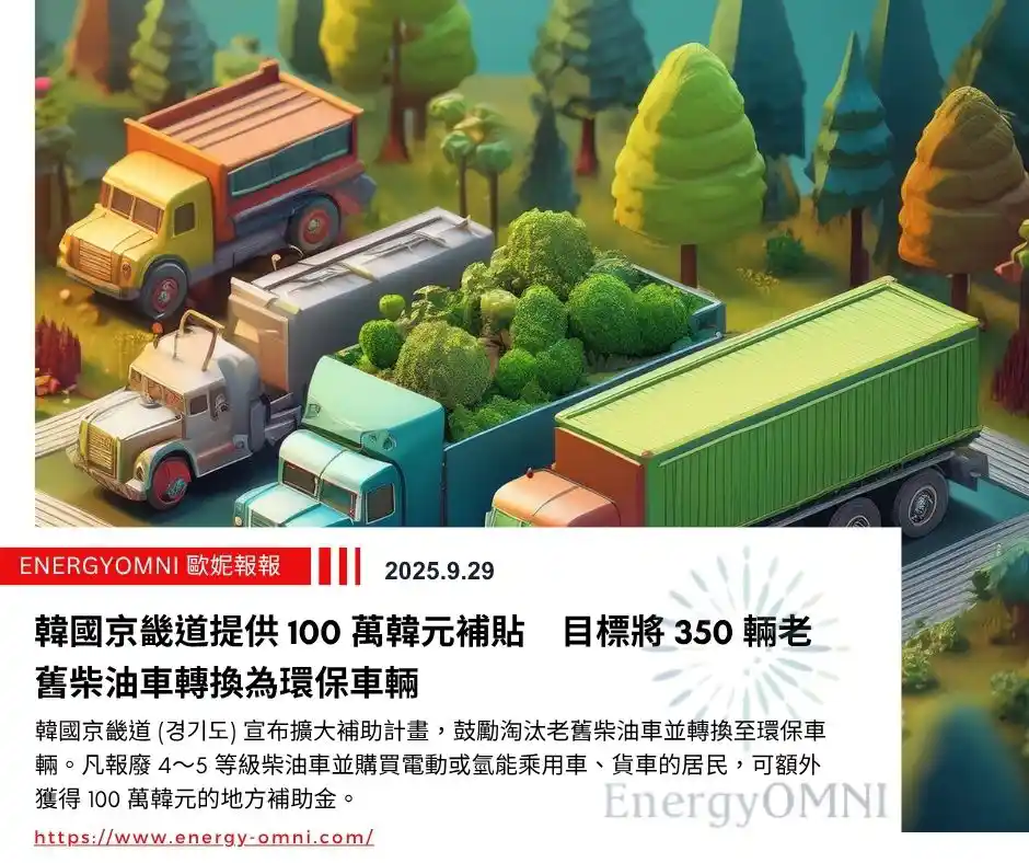 歐妮報報｜韓國京畿道提供 100 萬韓元補貼　目標將 350 輛老舊柴油車轉換為環保車輛
