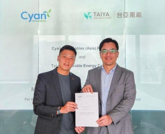 台亞風能 (TRE) 與新加坡離岸風電船舶公司 Cyan Renewables 簽署合作備忘錄