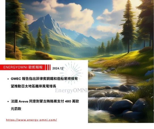歐妮報報｜GWEC 報告指出菲律賓鋼鐵和造船業規模有望推動亞太地區離岸風電增長．法國 Areva 同意對蒙古賄賂案支付 480 萬歐元罰款